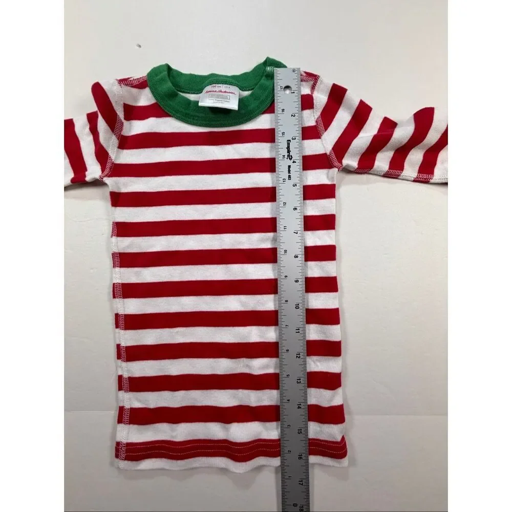 Hanna Andersson Organic Cotton Christmas Pajama Set Red Stripe Size 4 Unisex EUC